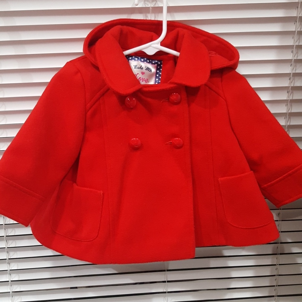Baby girl red  pea coat